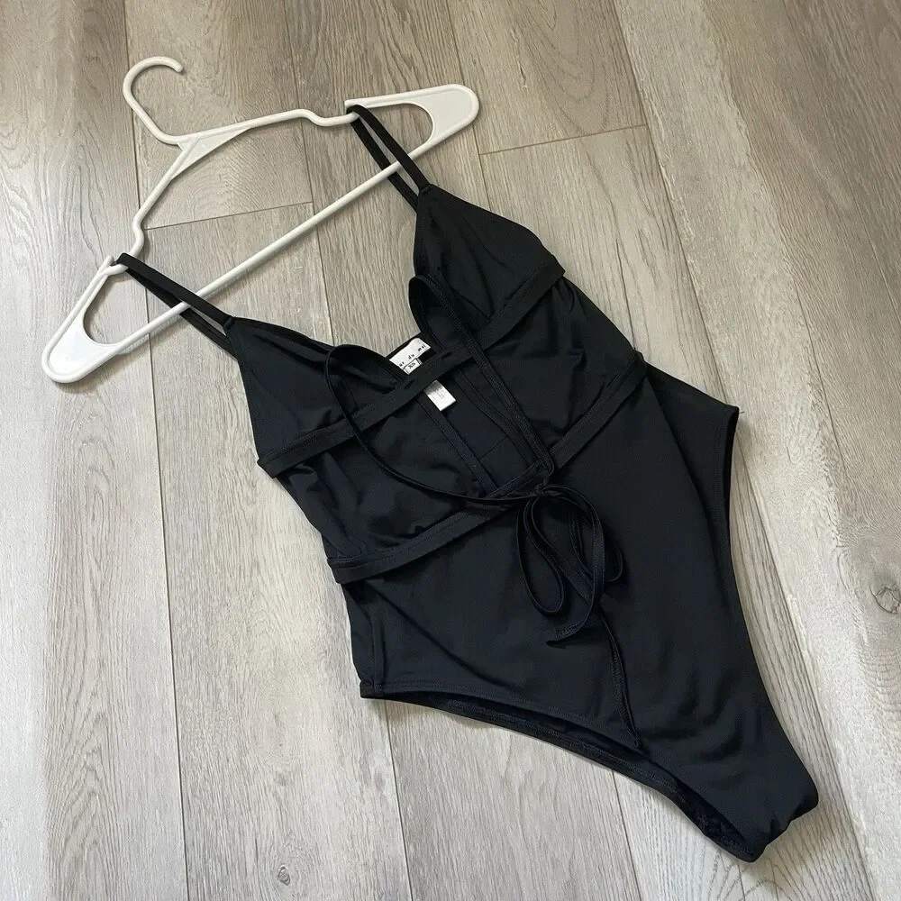Fleur Du Mal Swimsuit cutout v cheeky one piece womens Black (xsmall) designer